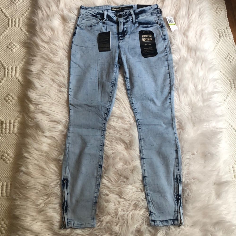 Seven7 High Rise Acid Wash Legging Jeans